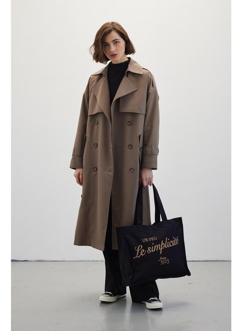 Manuka Buttoned Double Breasted Trench Coat Mink - Image 2